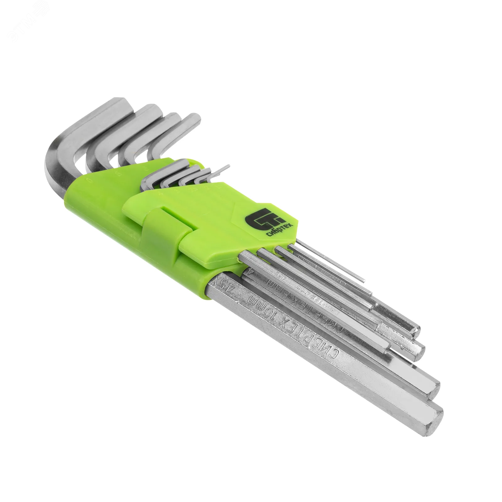 Набор ключей имбусовых HEX, 1,5–10 мм, 45x, закаленные, 9 шт., удлиненные , никель СИБРТЕХ 12318