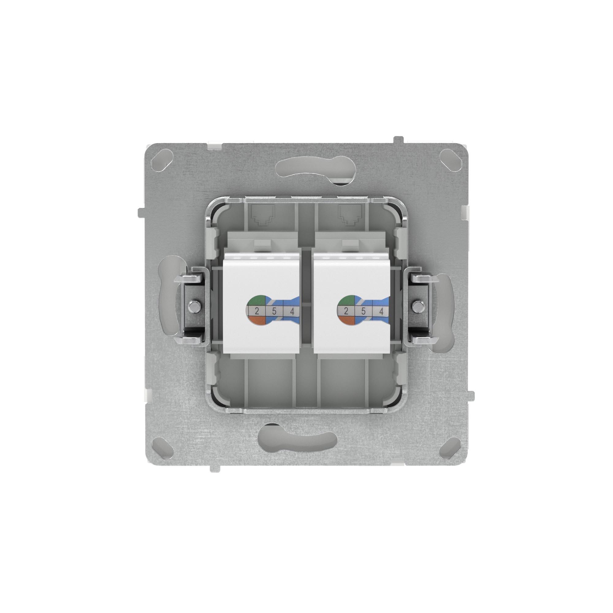Компьютерная розетка RJ-45 без шторки, кат.6А двойная, KANT, белая магнолия DKC 7000674