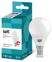Лампа светодиодная G45 шар 7Вт 230В 4000К E14 IEK LLE-G45-7-230-40-E14