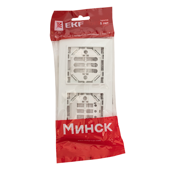 Рамка Минск 2-местная горизонтальная белая EKF ERM-G-302-10