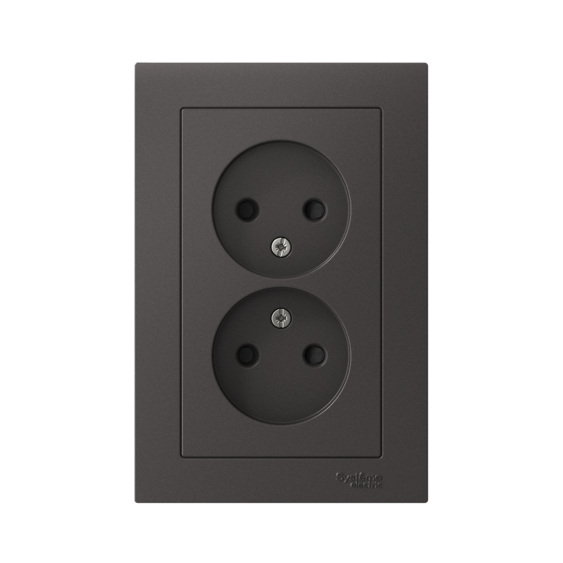 ATLASDESIGN РОЗЕТКА двойная без заземления,16А, в сборе, БАЗАЛЬТ Systeme Electric ATN001420