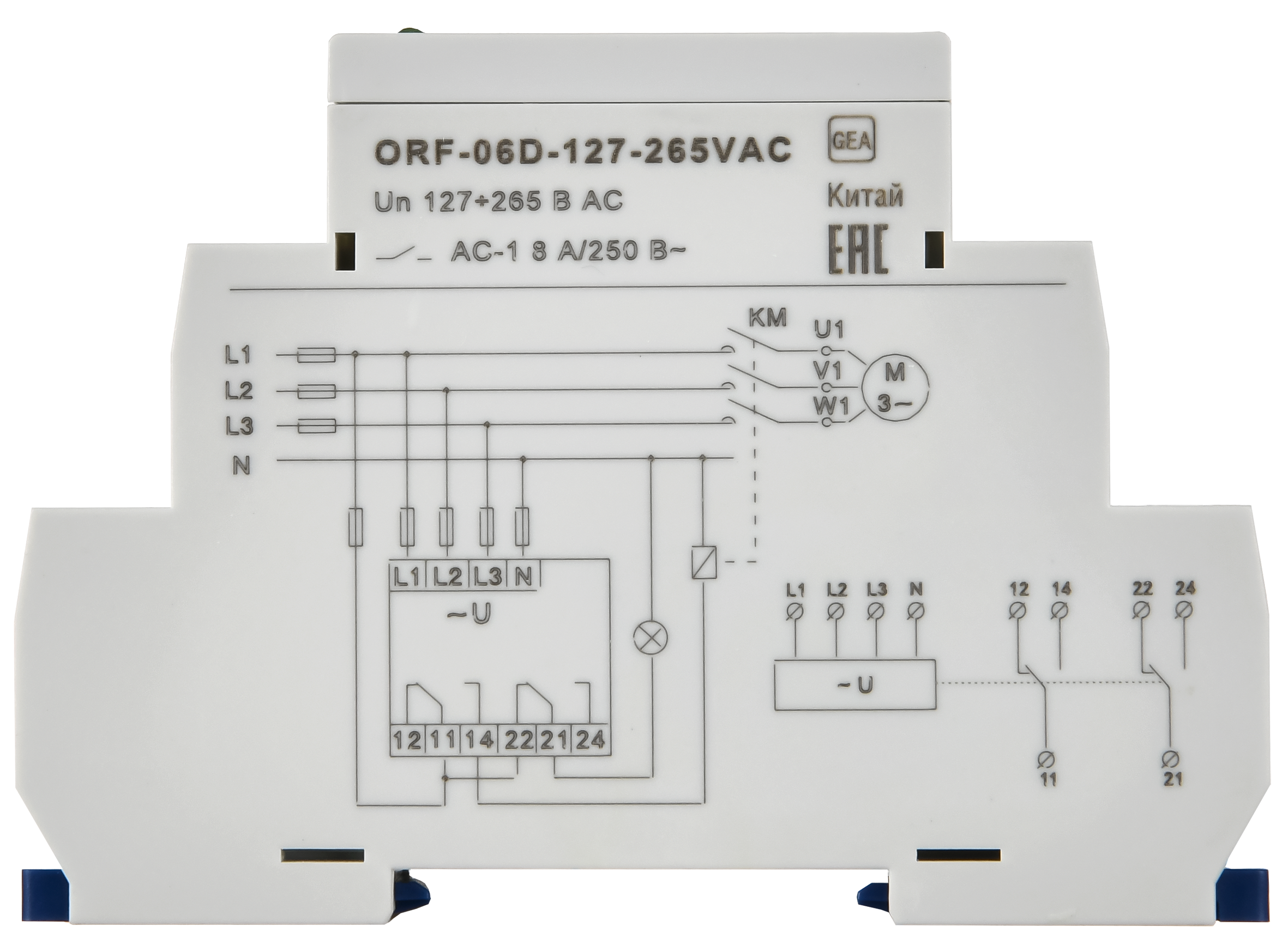 Реле фаз ORF-06D 3ф. 2 конт. 127-265В AC с контр нейтр. ONI ORF-06D-127-265VAC