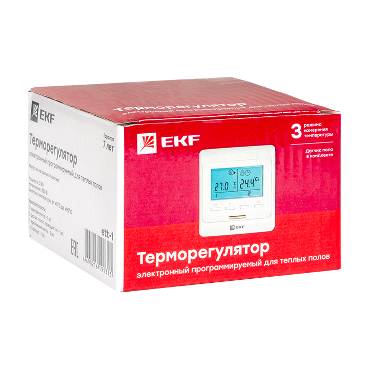Термостат для теплых полов электронный 16A 230В с датчиком пола Proxima EKF ett-1