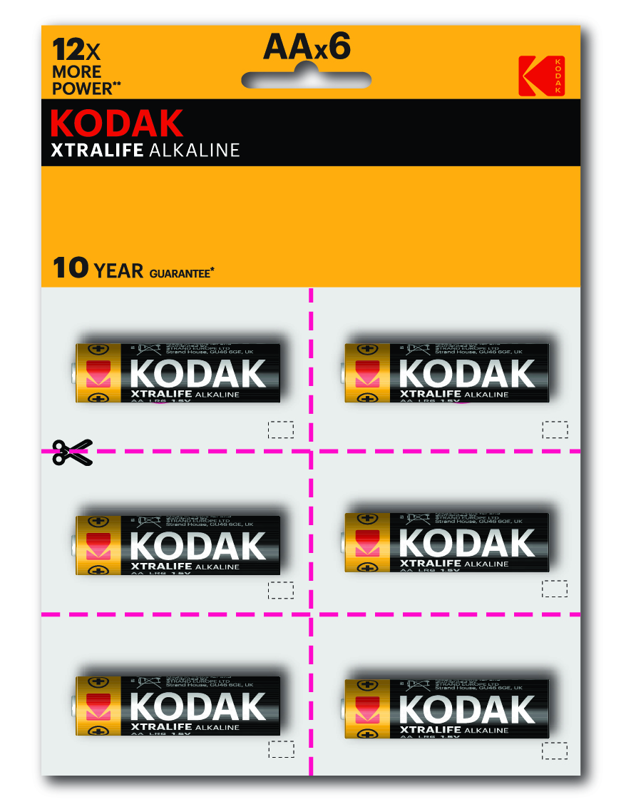 Батарейка LR6-12BL perforated (6x2BL) XTRALIFE Alkaline [KAA-2x6 perf] (144/576/18432) KODAK Б0038794