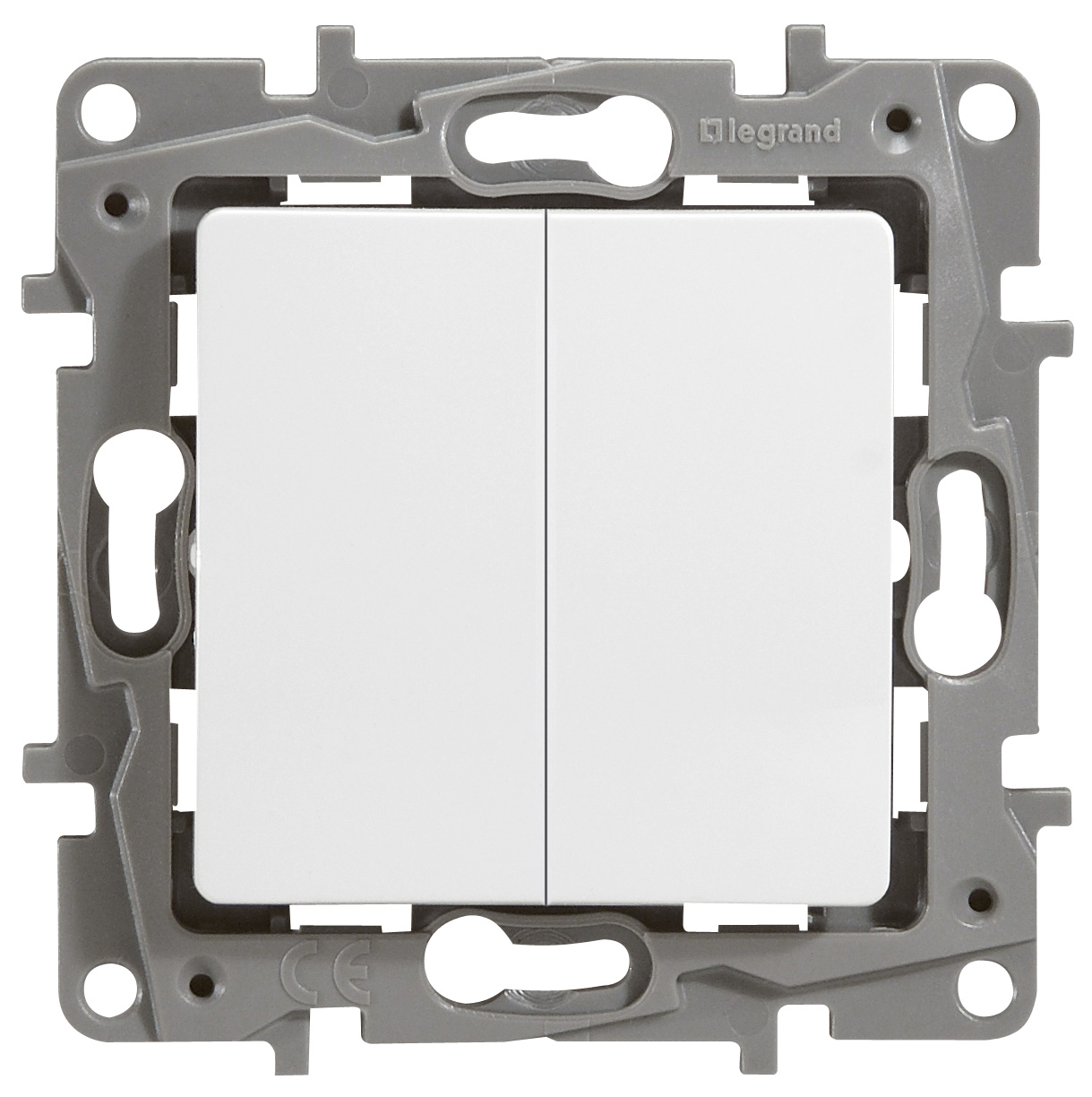 ETIKA Выключатель двухклавишный белый на безвинтовые зажимы 10АХ Legrand 672202