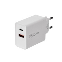Устройство сетевое зарядное для iPhone, iPad Type-C + USB 3.0 с Quick charge, белое, REXANT 16-0278