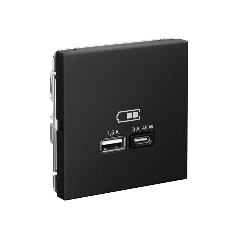 ARTGALLERY USB розетка A + тип-C 45Вт высокоскор.заряд. QC, PD, механизм, карбон Systeme Electric GAL001029