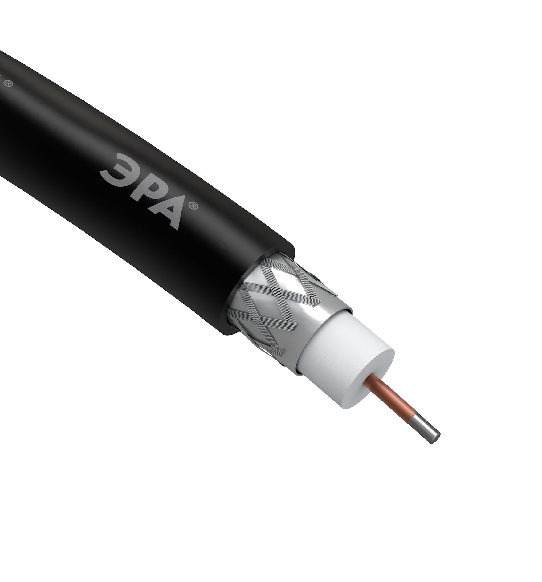 Кабель коаксиальный RG-6U 75 Ом CCS,  оплётка Al 64% PE чёрный 100м ЭРА SIMPLE RL-64-PE100 Б0044601