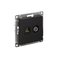 Розетка ATLASDESIGN двойная компьютерная+ТВ RJ45+TV категория 5E механизм карбон Systeme Electric ATN001089