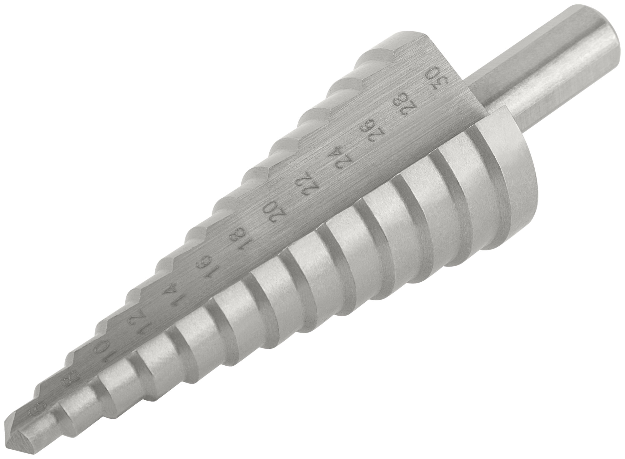 Сверло ступенчатое HSS по металлу, 13 ступеней, 6-30 мм КУРС 36403
