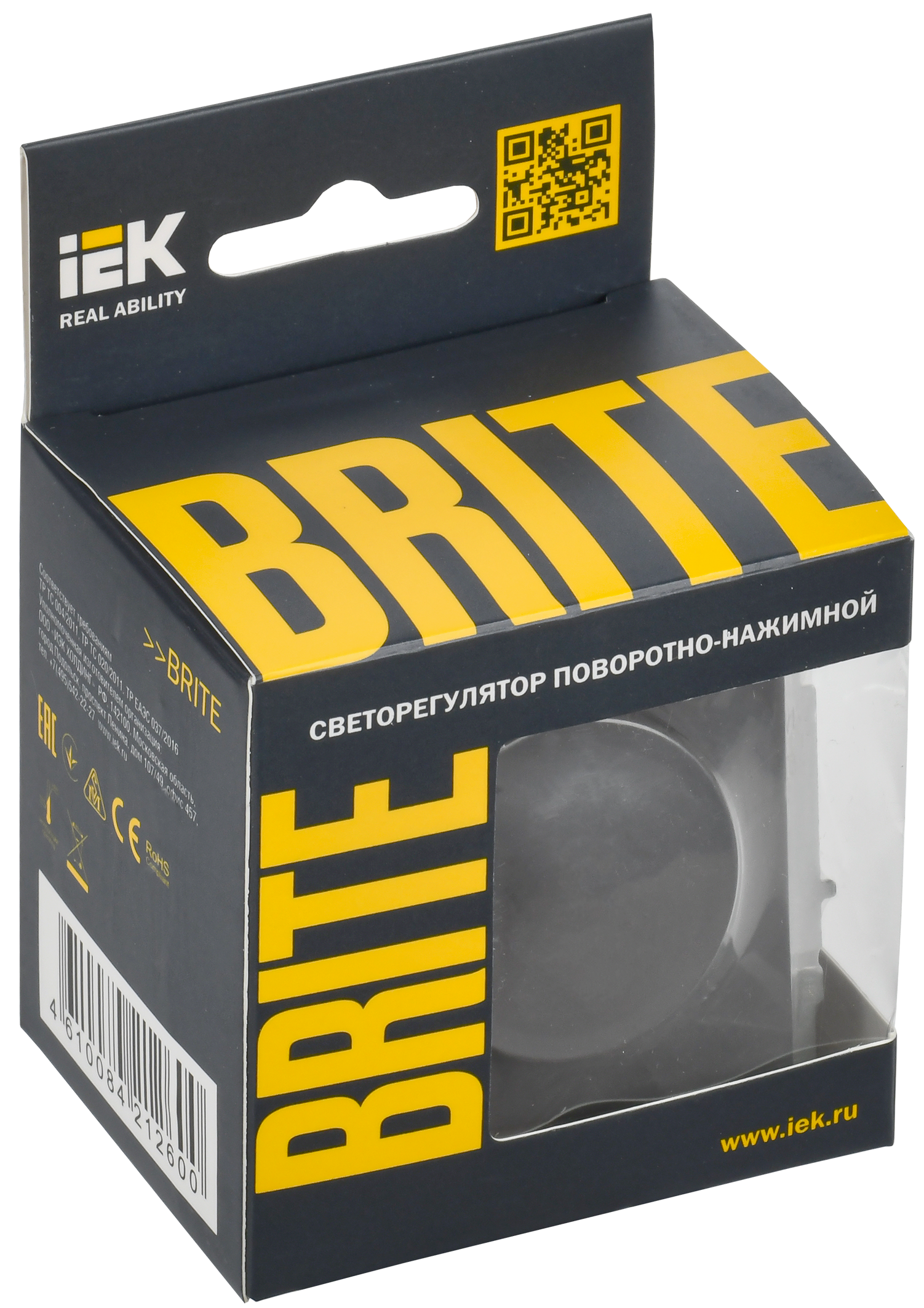 BRITE Светорегулятор поворотно-нажимной 600Вт СС10-1-0-БрГ графит IEK BR-D20-0600-K53