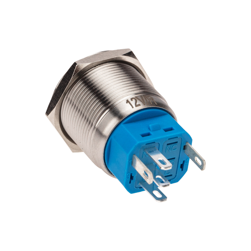 Кнопка антивандальная d22 12В(LED) Б/Фикс (5с) OFF-(ON) / ON-(OFF) подсв/красная REXANT 36-3510