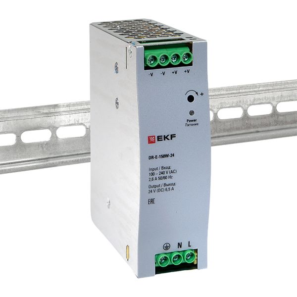 Блок питания на дин рейку 150 вт, 220 В AC /24 В DC EKF DR-E-150W-24