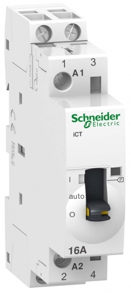 Контактор модульный iCT 16A 2НО 220В АС с ручным управлением Schneider Electric A9C23512