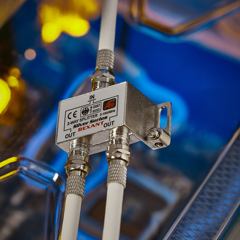 Делитель ТВ х 2 + 3шт. F BOX 5-1000 МГц Silver, REXANT 05-6101 etm05-6101