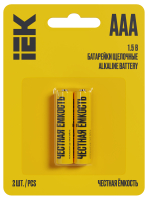 Батарейка щелочная Alkaline LR03/AAA (2шт/блистер) IEK ABT-LR03-OP-L02