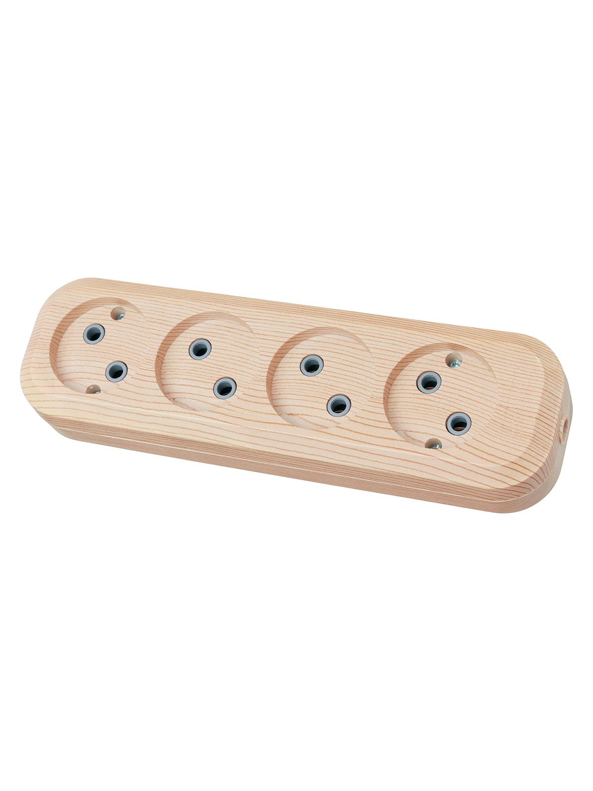 Колодка розеточная 4 гнезда 2П б/з 10А 250В Эко (сосна) TDM ELECTRIC SQ1806-0050