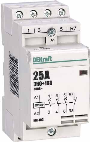 Контактор модульный 3НО+1НЗ 25А 230В МК-103 Dekraft 18068DEK