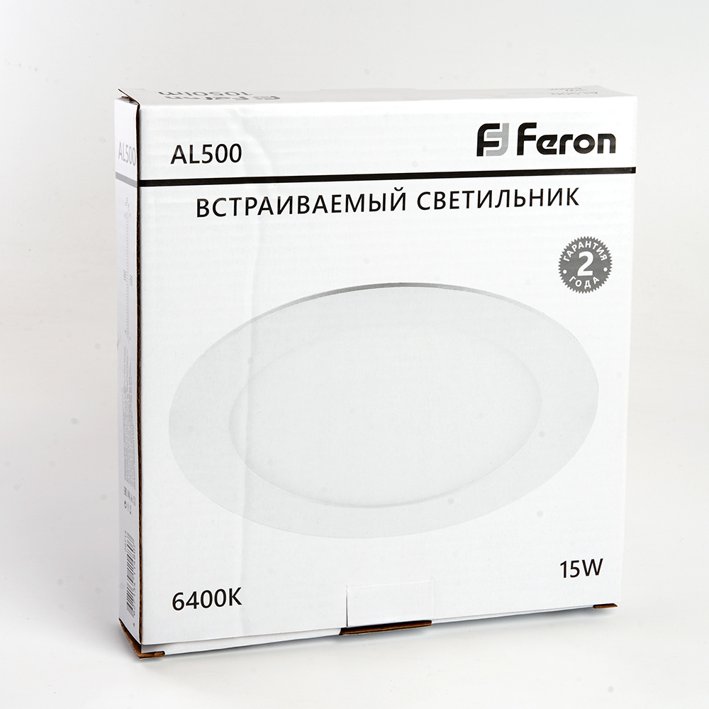 Светильник светодиодный ДВО-15w 6400К 1050Лм slim белый FERON AL500 29714