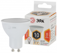 Лампа светодиодная LED 10 Вт 800Лм 2700К софит теплый GU10 170-265В LED MR16-10W-827-GU10 Standart ЭРА Б0032997