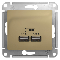 GLOSSA Механизм розетки USB в рамку, 5В/2100мА    титан Systeme Electric GSL000433
