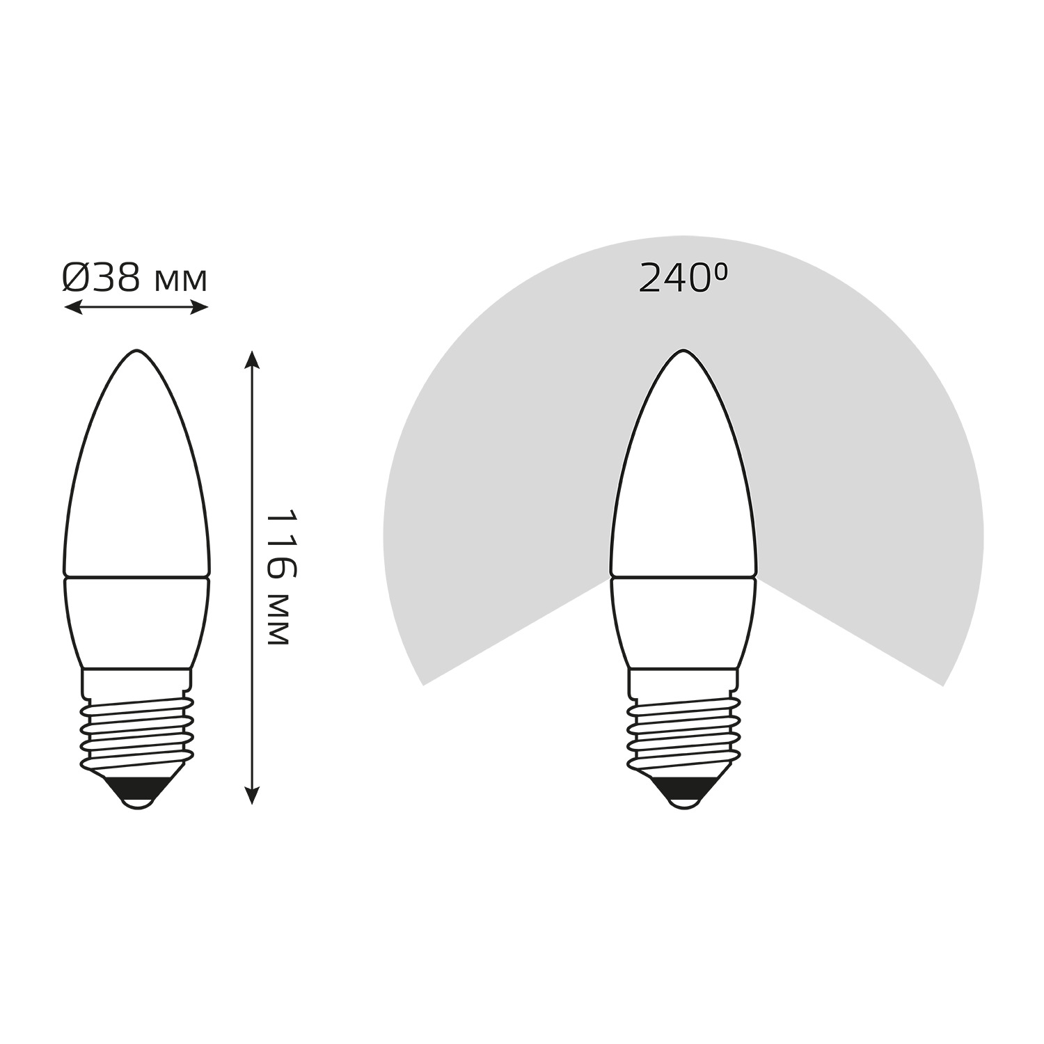 Лампа светодиодная LED 12 Вт 950 лм 6500К свеча холодный E27 AC 220В Elementary Gauss GAUSS 30232