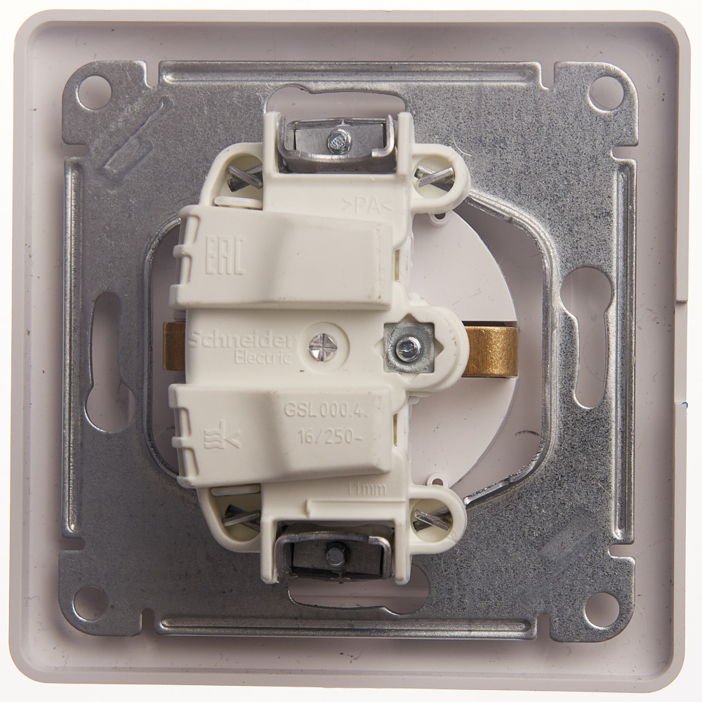 GLOSSA Розетка с заземлением со шторками с крышкой белая в сборе IP20 Systeme Electric GSL000146