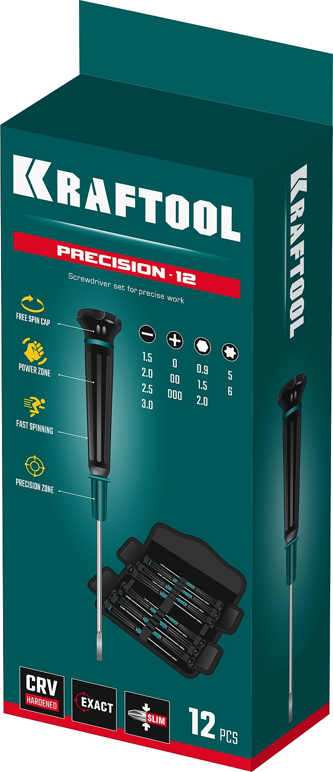Набор отверток Precision 12 для точных работ 12 предм. KRAFTOOL 25689