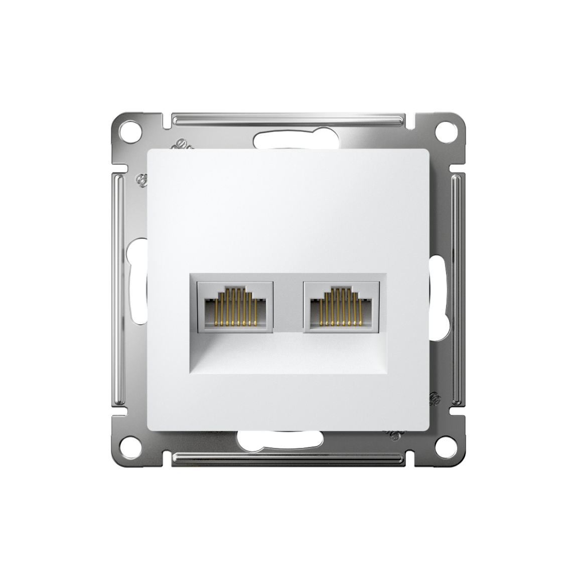 Розетка ATLASDESIGN двойная компьютерная RJ45+RJ45 категория 5E механизм белый Systeme Electric ATN000185