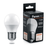 Лампа светодиодная LED 7.5вт Е27 белый матовый шар Feron.PRO FERON LB-1407 38075