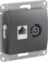 GLOSSA РОЗЕТКА двойная ТВ + компьютерная RJ45, кат. 5Е, ГРАФИТ Systeme Electric GSL001389