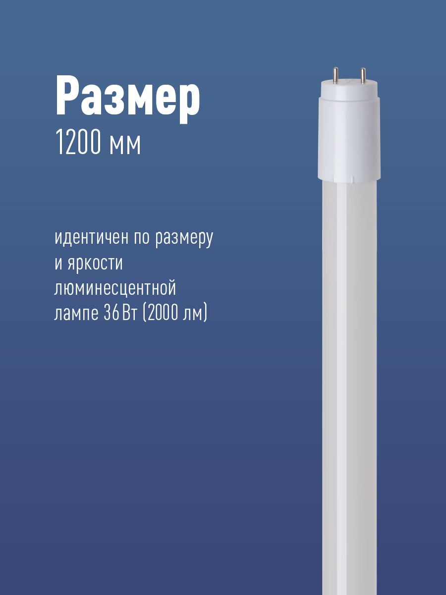 Лампа светодиодная LED 20Вт T8 G13 D25х1200 4000К белый 2000 лм Космос Lksm_LED20wG13T840GL