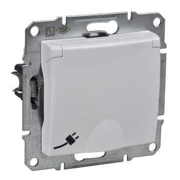 Sedna Розетка с заземлением со шторками с крышкой IP44 в рамку белая Schneider Electric SDN3100321