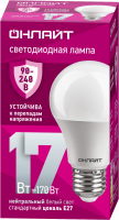 Лампа светодиодная 17вт OLL-A60-17-230-4K-E27 ОНЛАЙТ 90403 31985