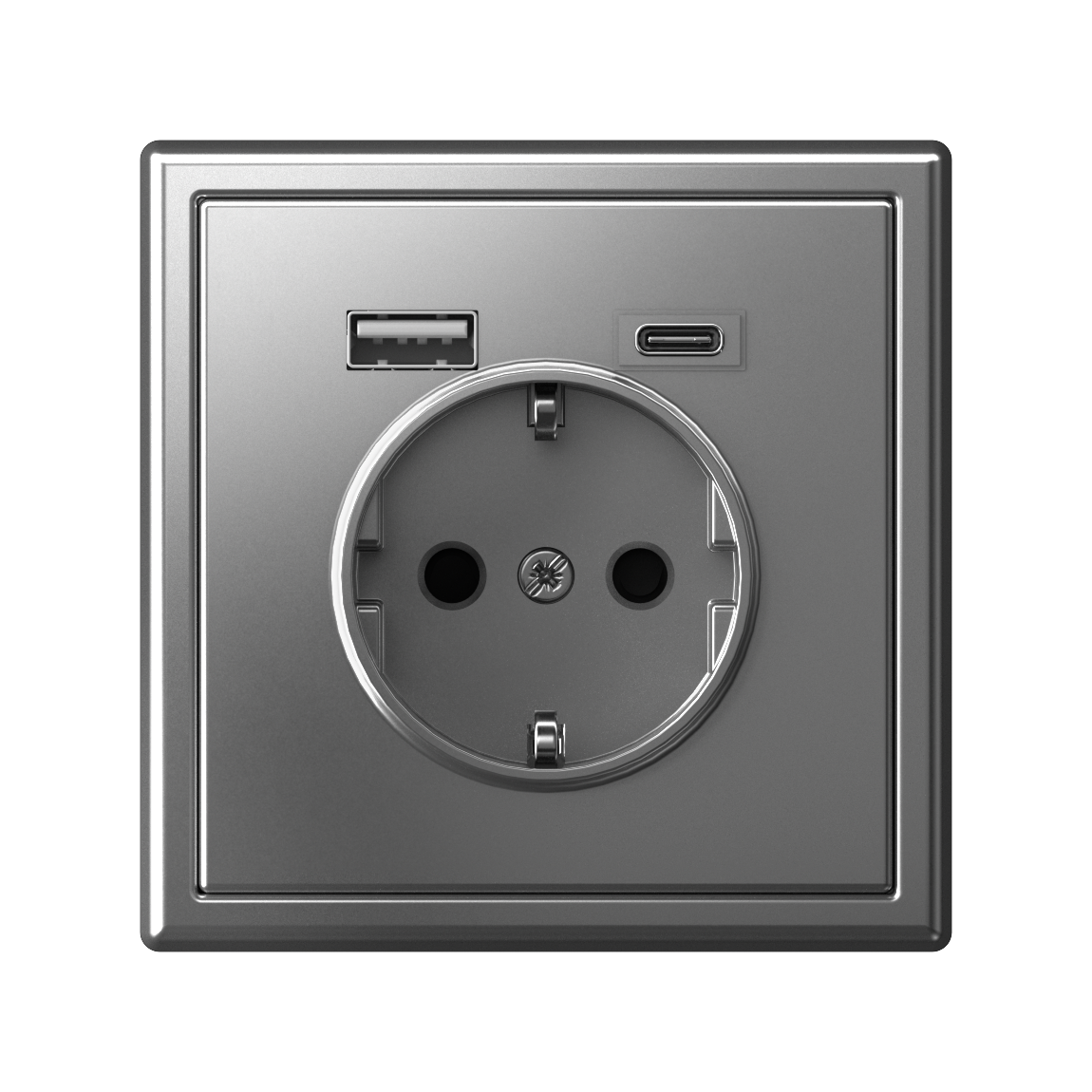 ARTGALLERY розетка 16А с 2 USB A+C, 5В/2,4А/3,0А, 2х5В/1,5А, механизм, сталь Systeme Electric GAL000932