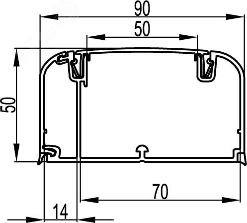 Кабель-канал 90x50 с перегородкой с боковой и фронтальной крышками IN-Liner FRONT DKC 09500