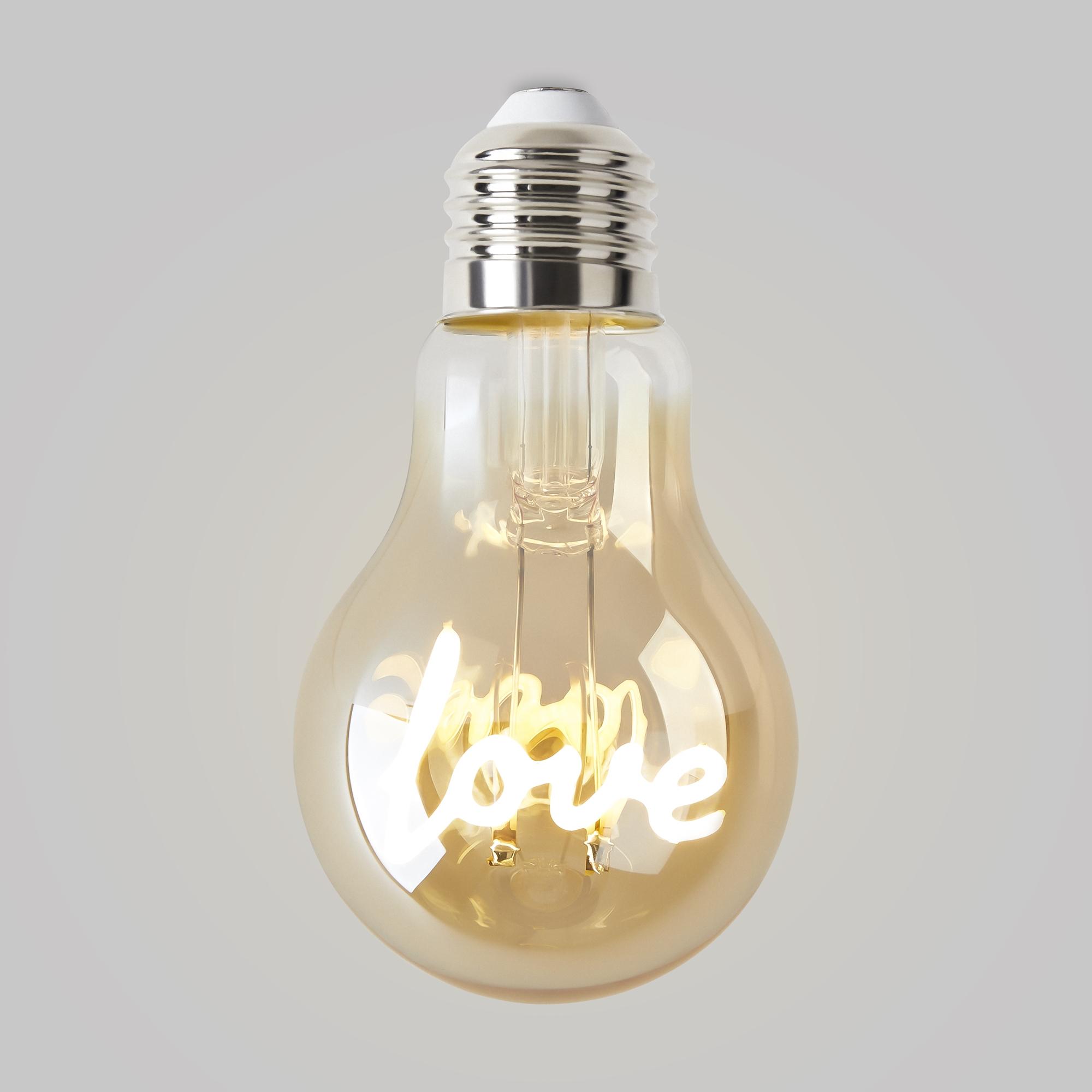 Лампочка филаментная цоколь E27 3W 2400К тип A60 LOVE Voltega 8580 VG10-A60E27warm3W-F-LOVE