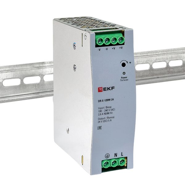Блок питания на дин рейку 120 вт, 220 В AC /24 В DC EKF DR-E-120W-24