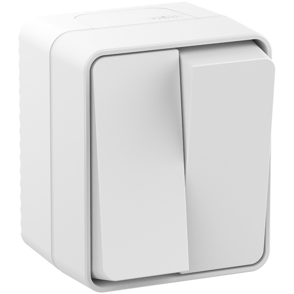 AtlasDesign Profi54 выключатель двухклавишный IP54 10 АХ, БЕЛЫЙ, Россия Systeme Electric ATN540151