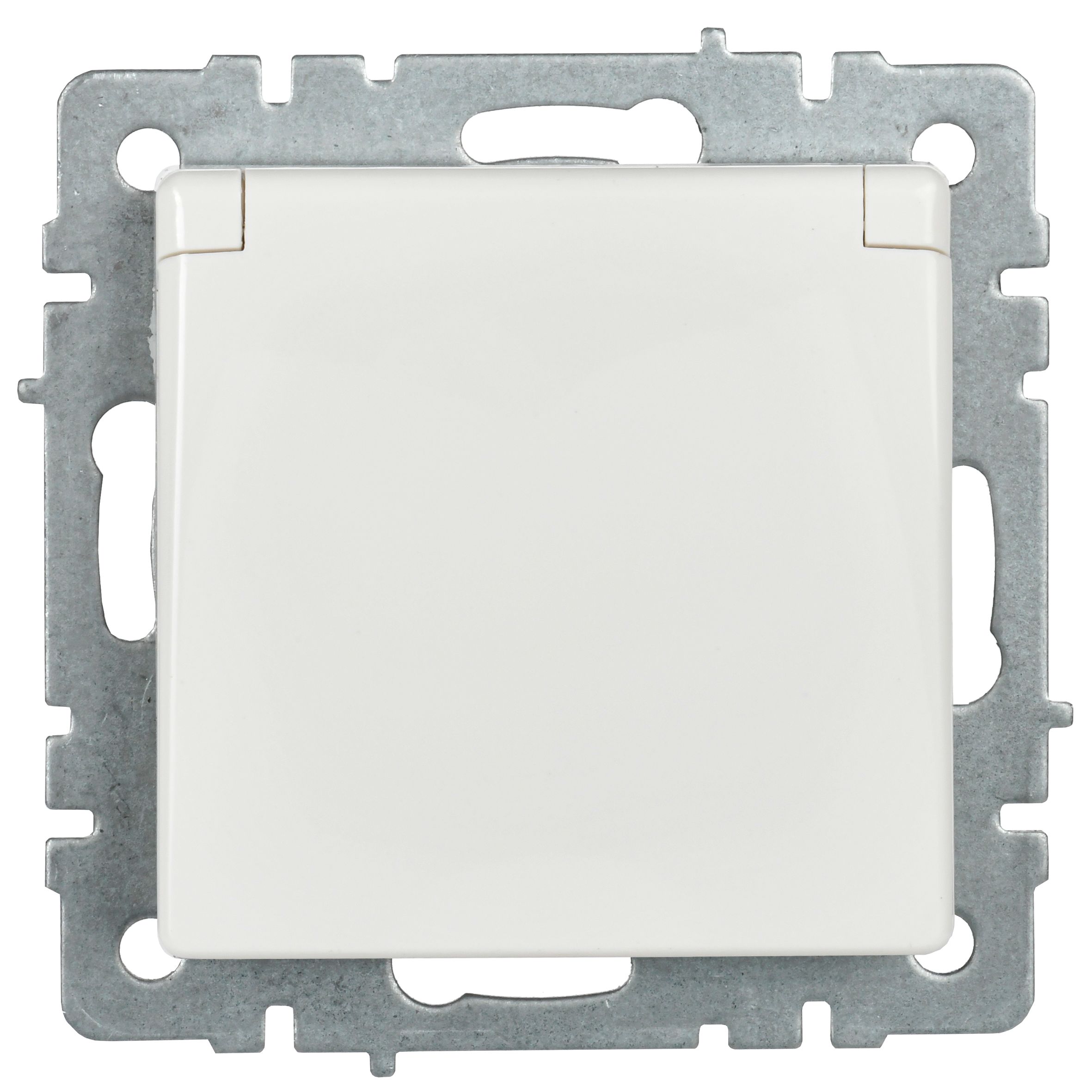 BRITE Розетка с заземлением с защитными шторками и крышкой 16А IP20 РСбш10-3-БрБ белый IEK BR-R16-16-K01