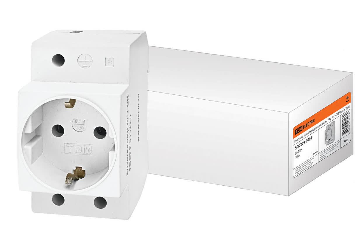 Розетка с заземляющим контактом РАр10-3-ОП Shuko TDM ELECTRIC SQ0209-0001