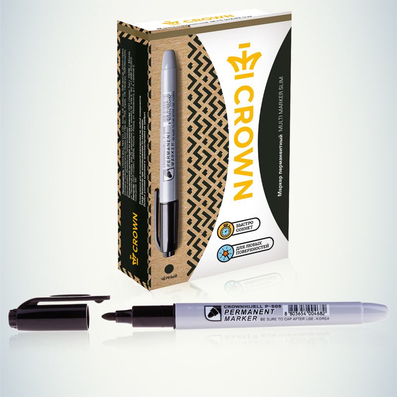 Маркер Crown «Multi Marker Slim» 2 мм, черный, REXANT 08-8201