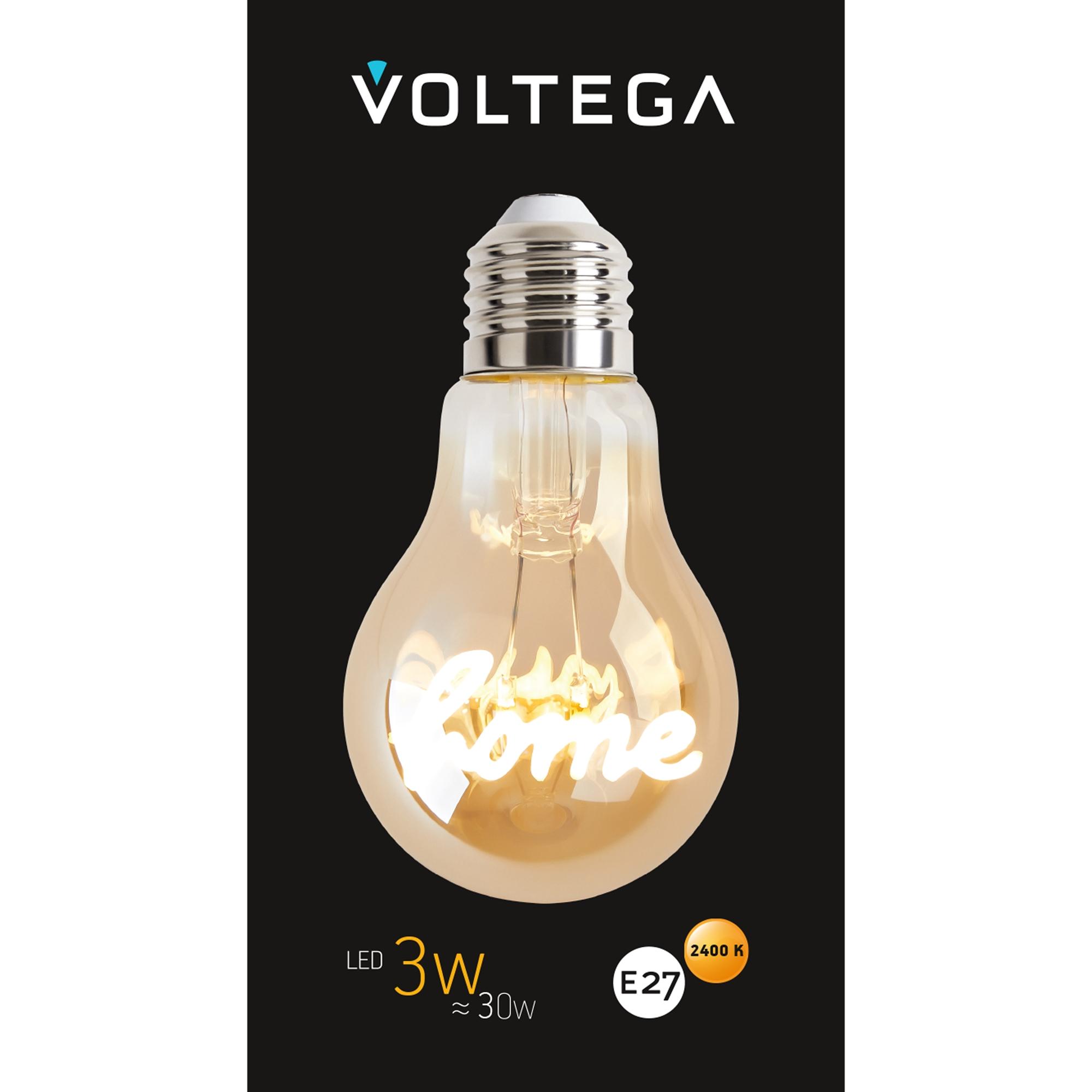 Лампочка филаментная цоколь E27 3W 2400К тип A60 HOME Voltega 8581 VG10-A60E27warm3W-F-HOME