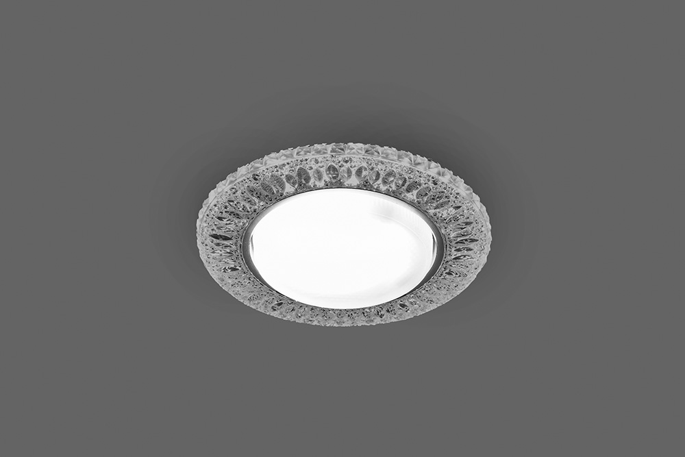 Светильник ДВО-15w GX53 без лампы со светодиодной подсветкой 4000К хром с прозрачным стеклом FERON CD4022 хр/прозр. 29475