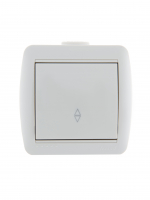 Выключатель одноклавишный, проходной, белый Lezard 710-0200-105
