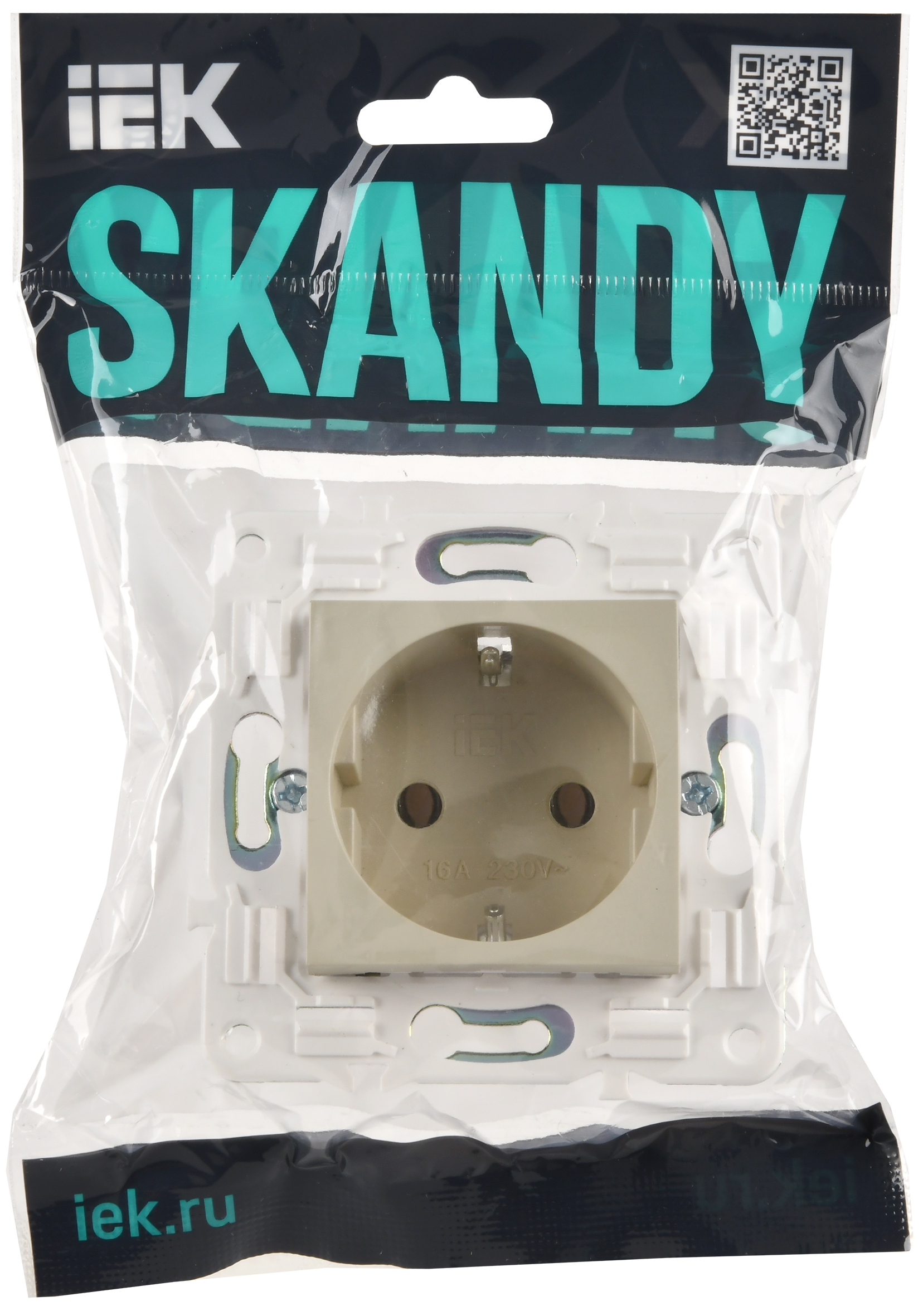 SKANDY Розетка с заземлением без защитных шторок 16А SK-R05B бежевый IEK SK-R11-16-K10