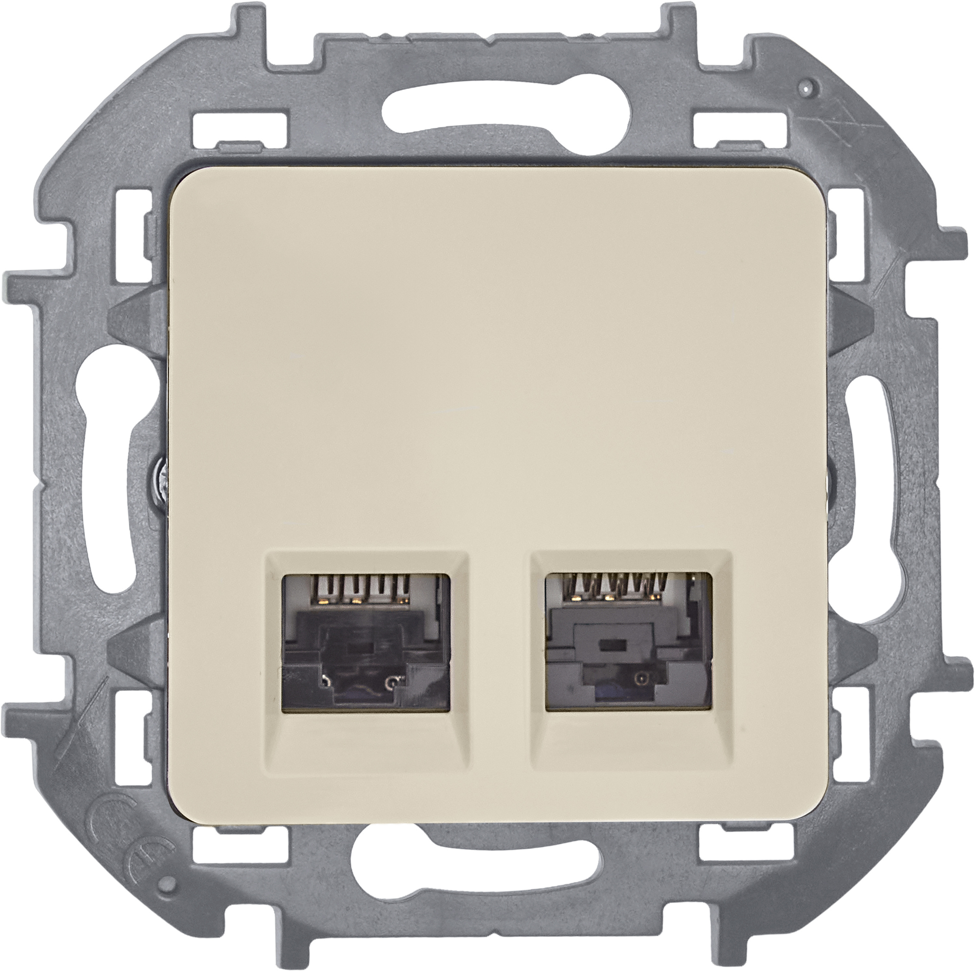 Розетка компьютерная двойная RJ45 категория 6 UTP слоновая кость INSPIRIA IEK 673841