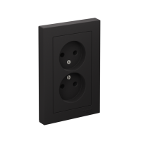 Розетка ATLASDESIGN двойная без заземления 16А в сборе карбон Systeme Electric ATN001020