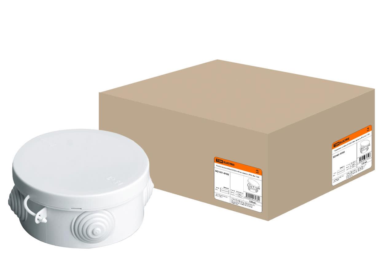 Распаячная коробка ОП D85х40мм, крышка, IP54, 4 входа TDM ELECTRIC SQ1401-0102
