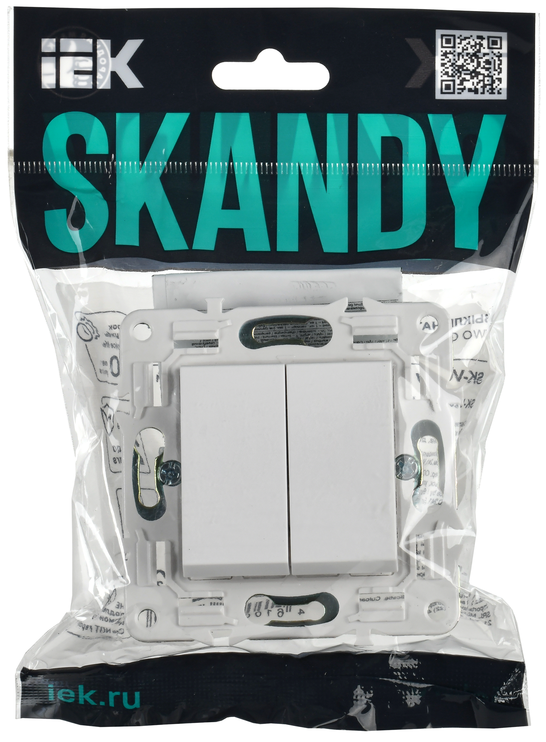 SKANDY Выключатель 2-клавишный 10А SK-V04W арктический белый IEK SK-V20-0-10-K01